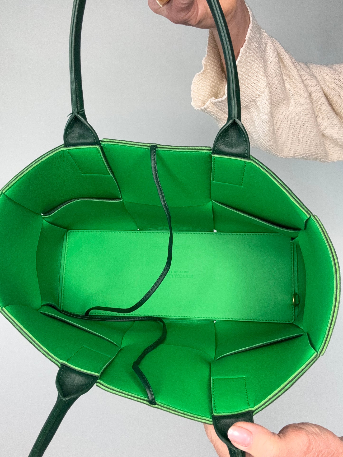 Bottega Veneta Small Green Arco Bag With Pouch