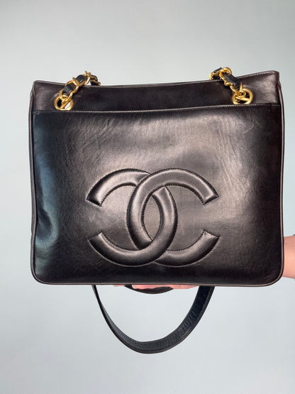 Chanel Vintage Double Sided Tote Deep Brown Lambskin