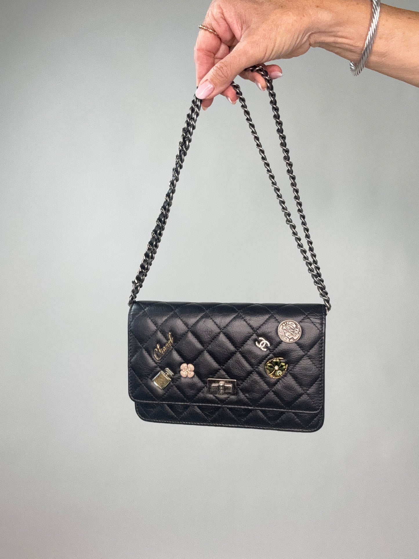 Chanel Lucky Charm 2.55 Wallet On Chain Black