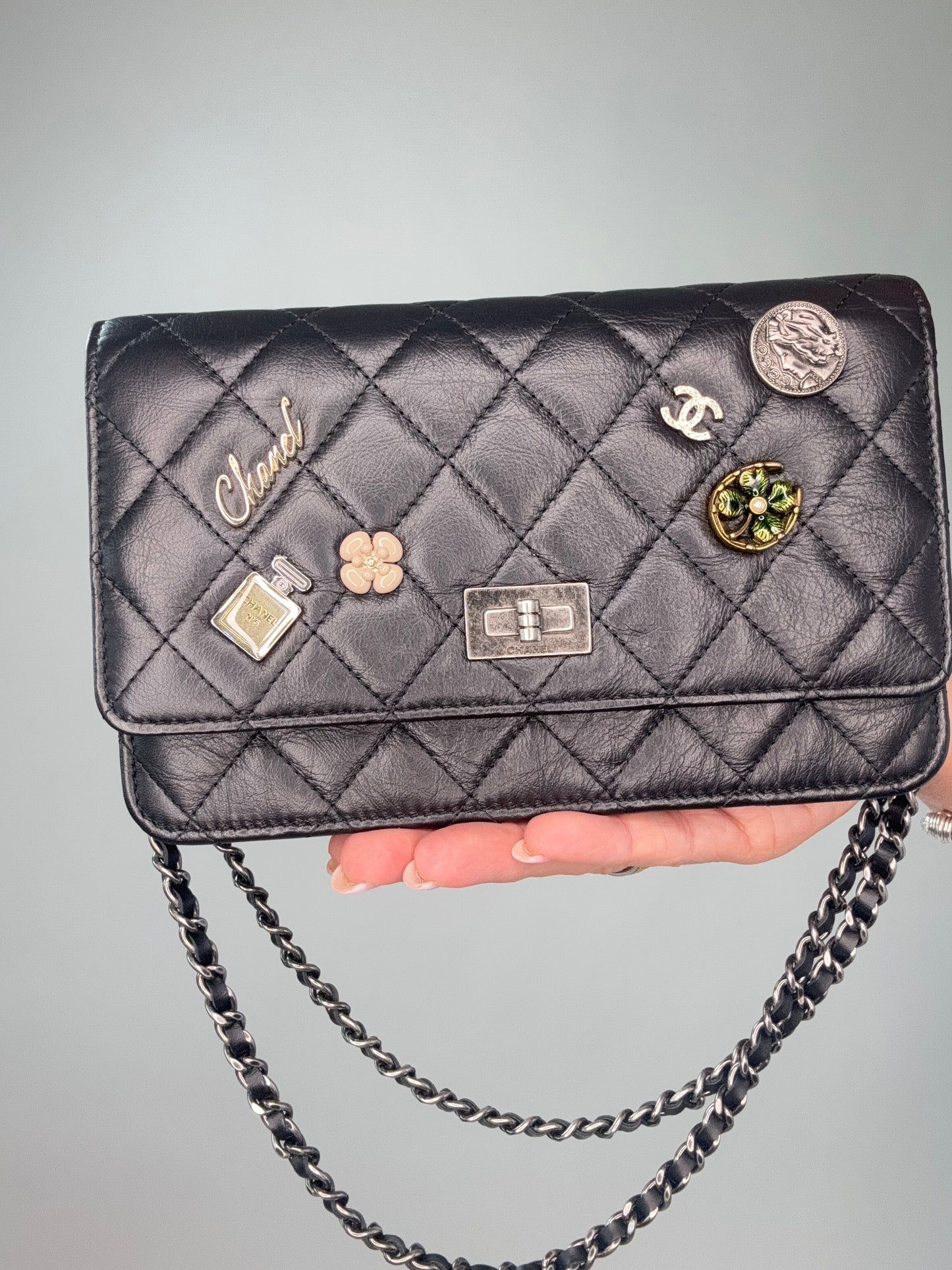 Chanel Lucky Charm 2.55 Wallet On Chain Black