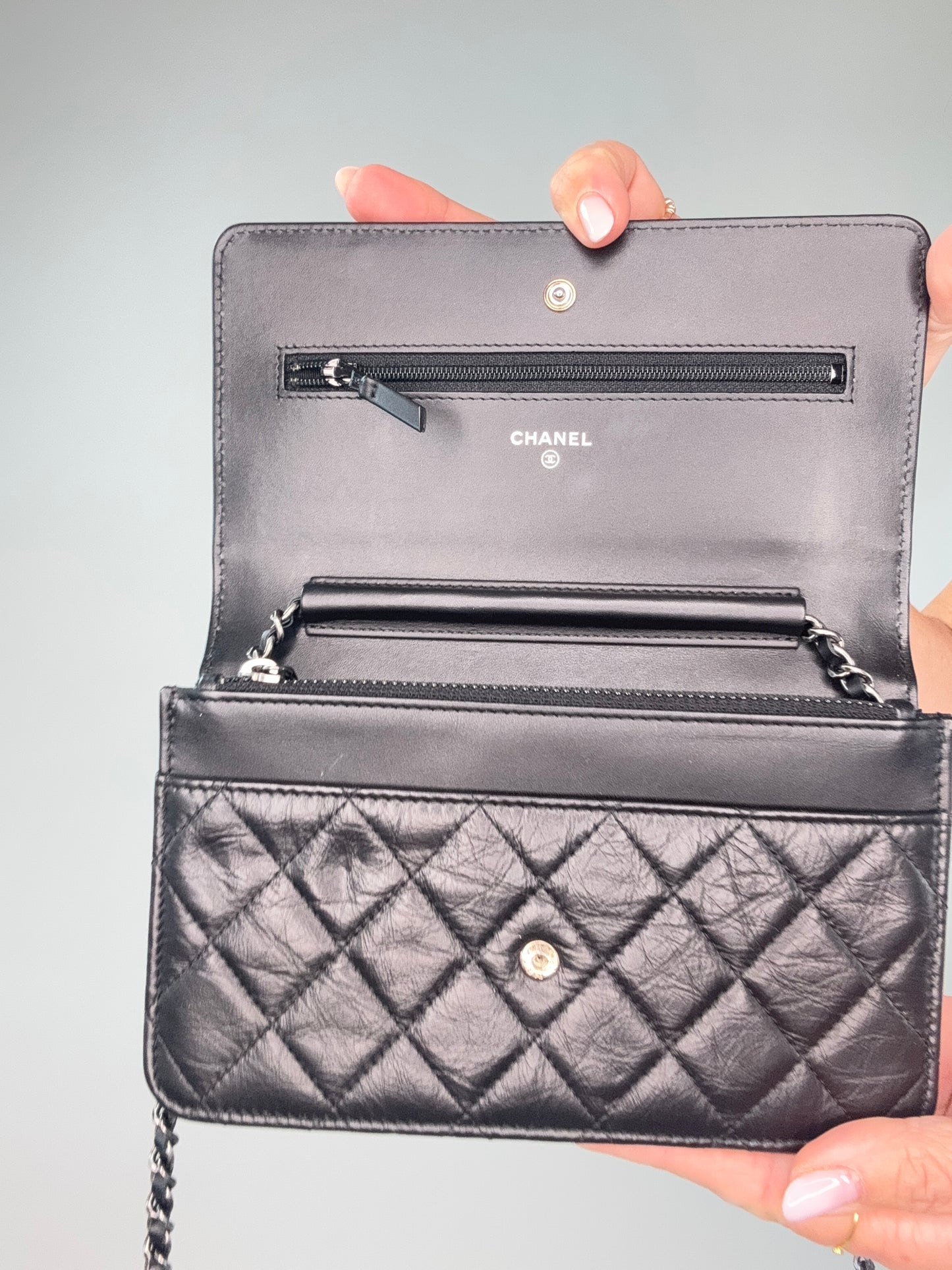 Chanel Lucky Charm 2.55 Wallet On Chain Black