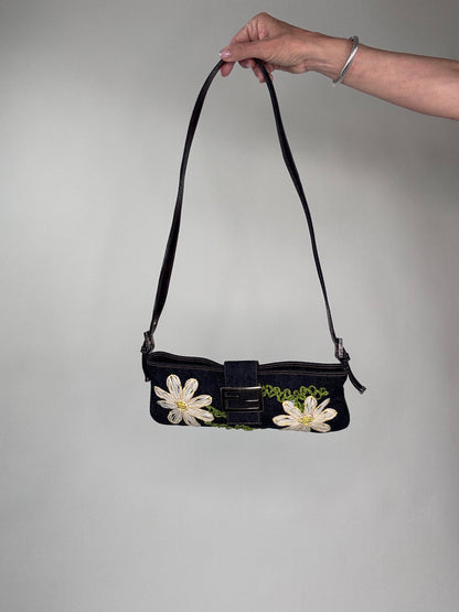 Fendi Floral Denim Mamma Baguette Bag