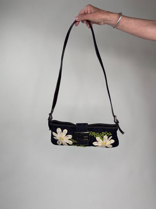 Fendi Floral Denim Mamma Baguette Bag