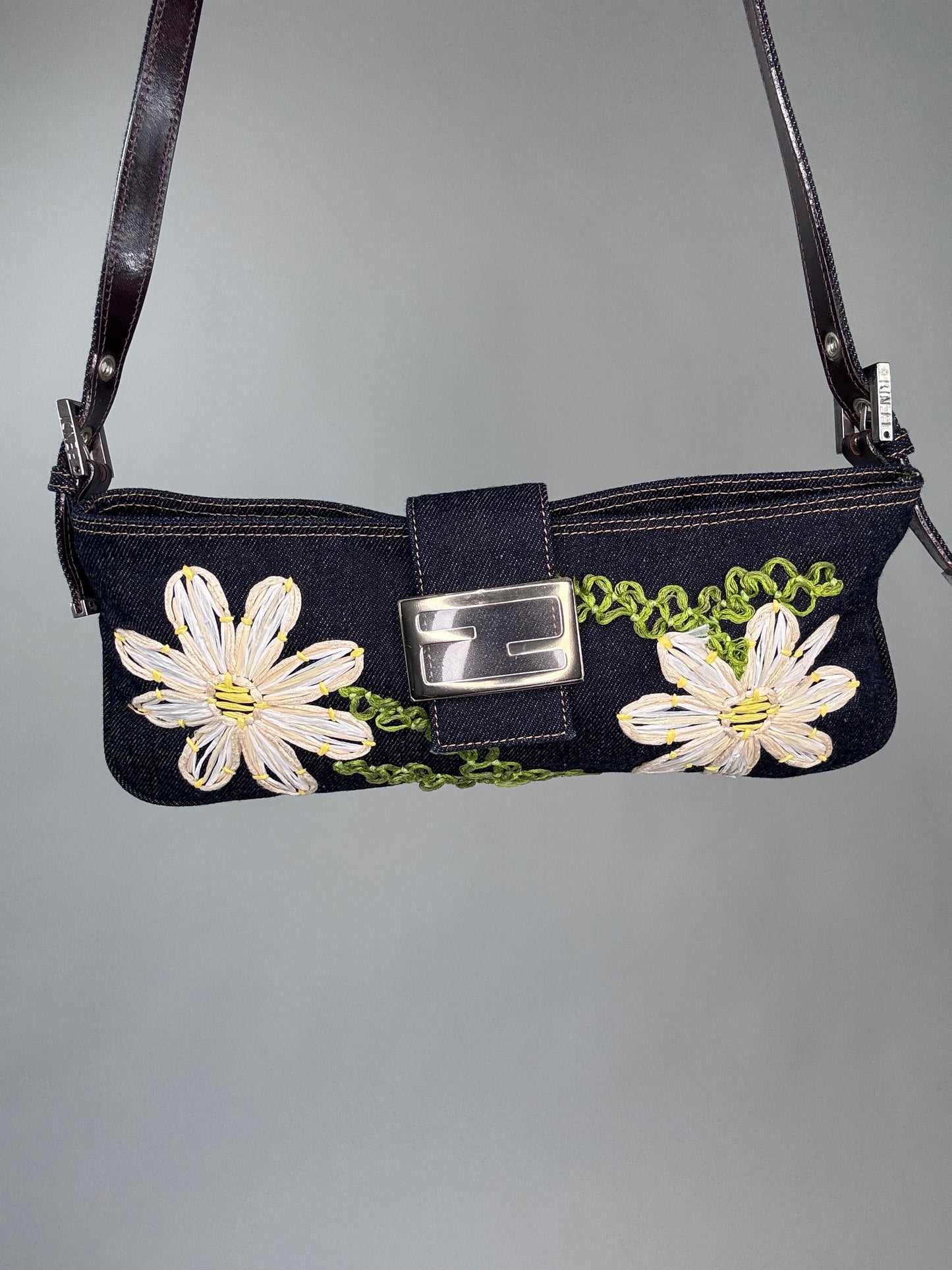 Fendi Floral Denim Mamma Baguette Bag