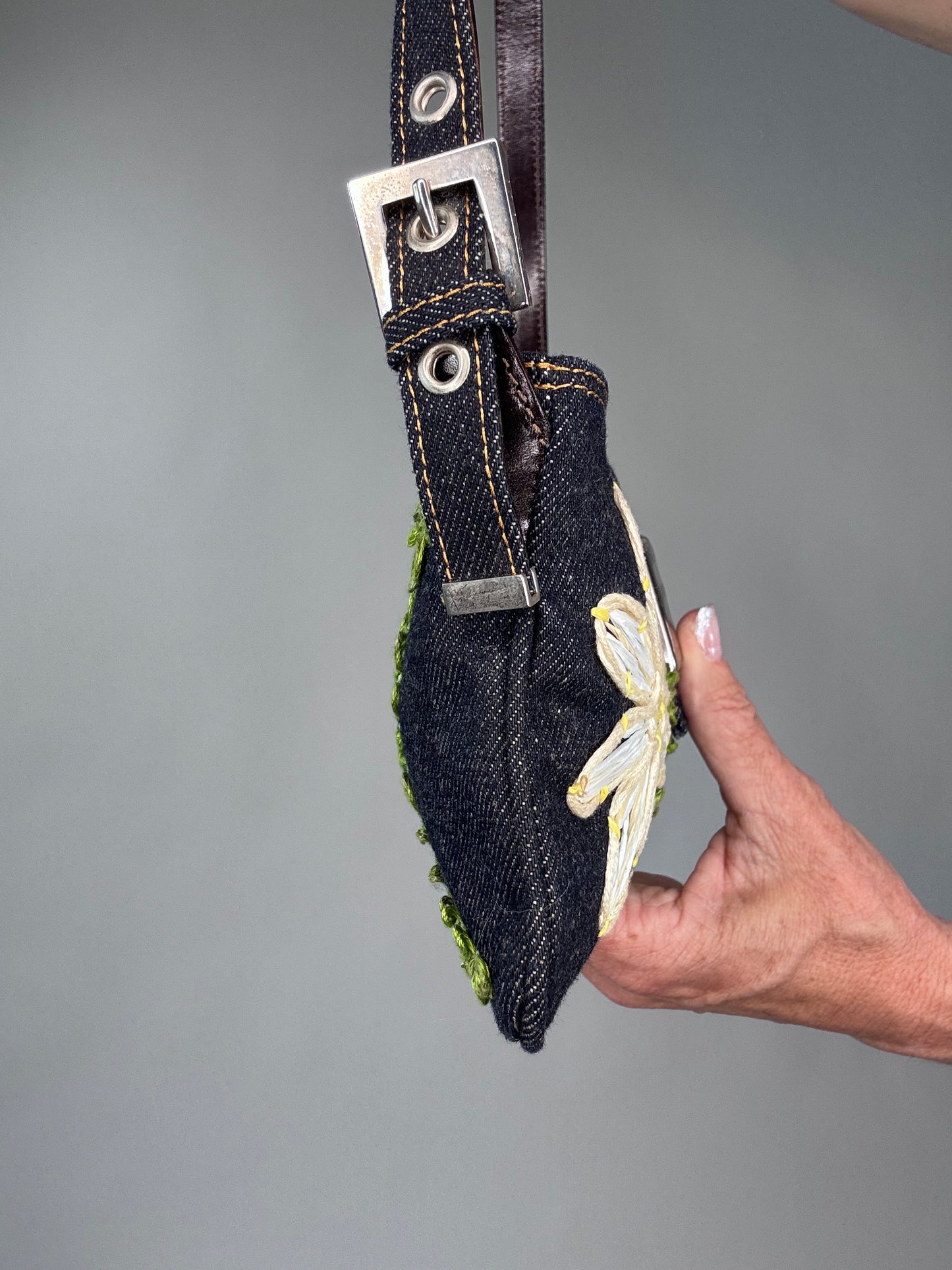 Fendi Floral Denim Mamma Baguette Bag