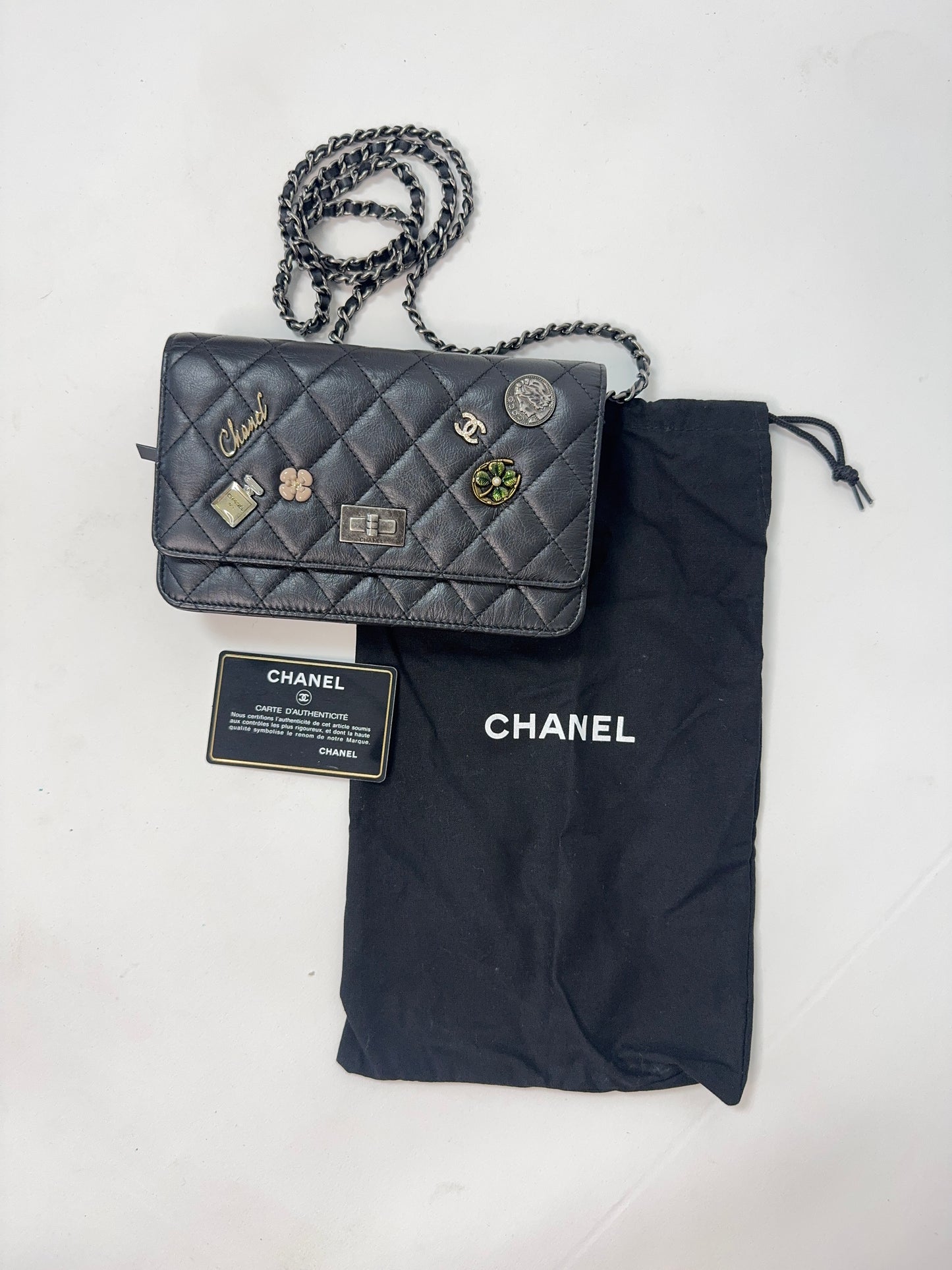 Chanel Lucky Charm 2.55 Wallet On Chain Black