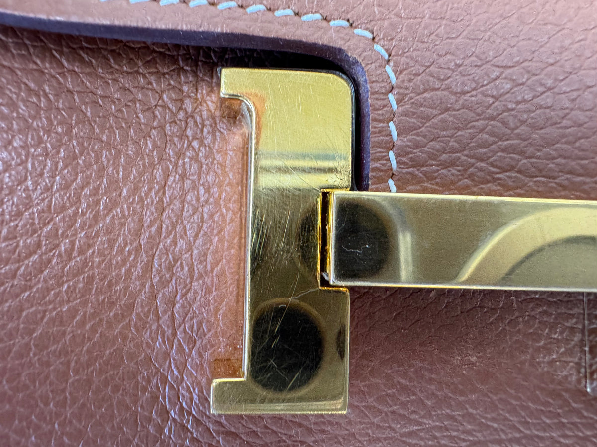 Hermès Constance Slim Belt Wallet — Gold Leather with Gold Hardware