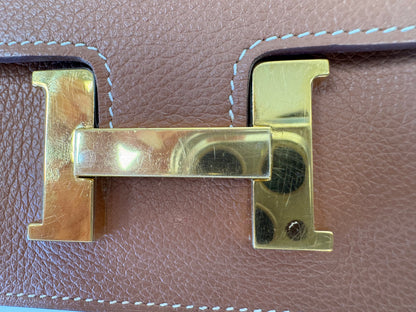 Hermès Constance Slim Belt Wallet — Gold Leather with Gold Hardware