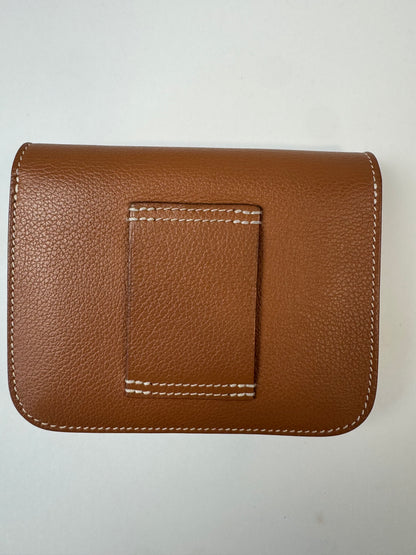 Hermès Constance Slim Belt Wallet — Gold Leather with Gold Hardware