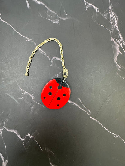 Hermès Lucky Ladybug Leather & Sterling Silver Bag Charm / Key Ring