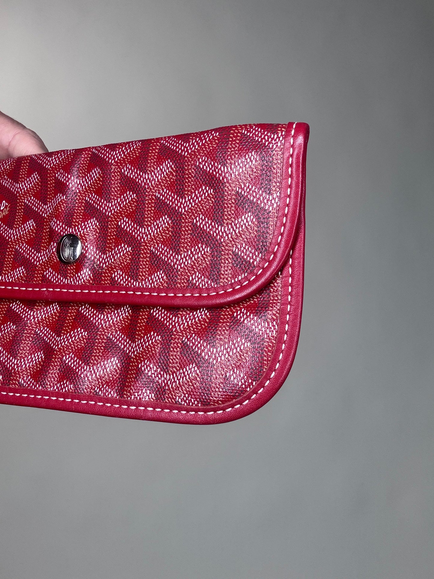 Goyard Red Chevron Canvas St Louis Pouch