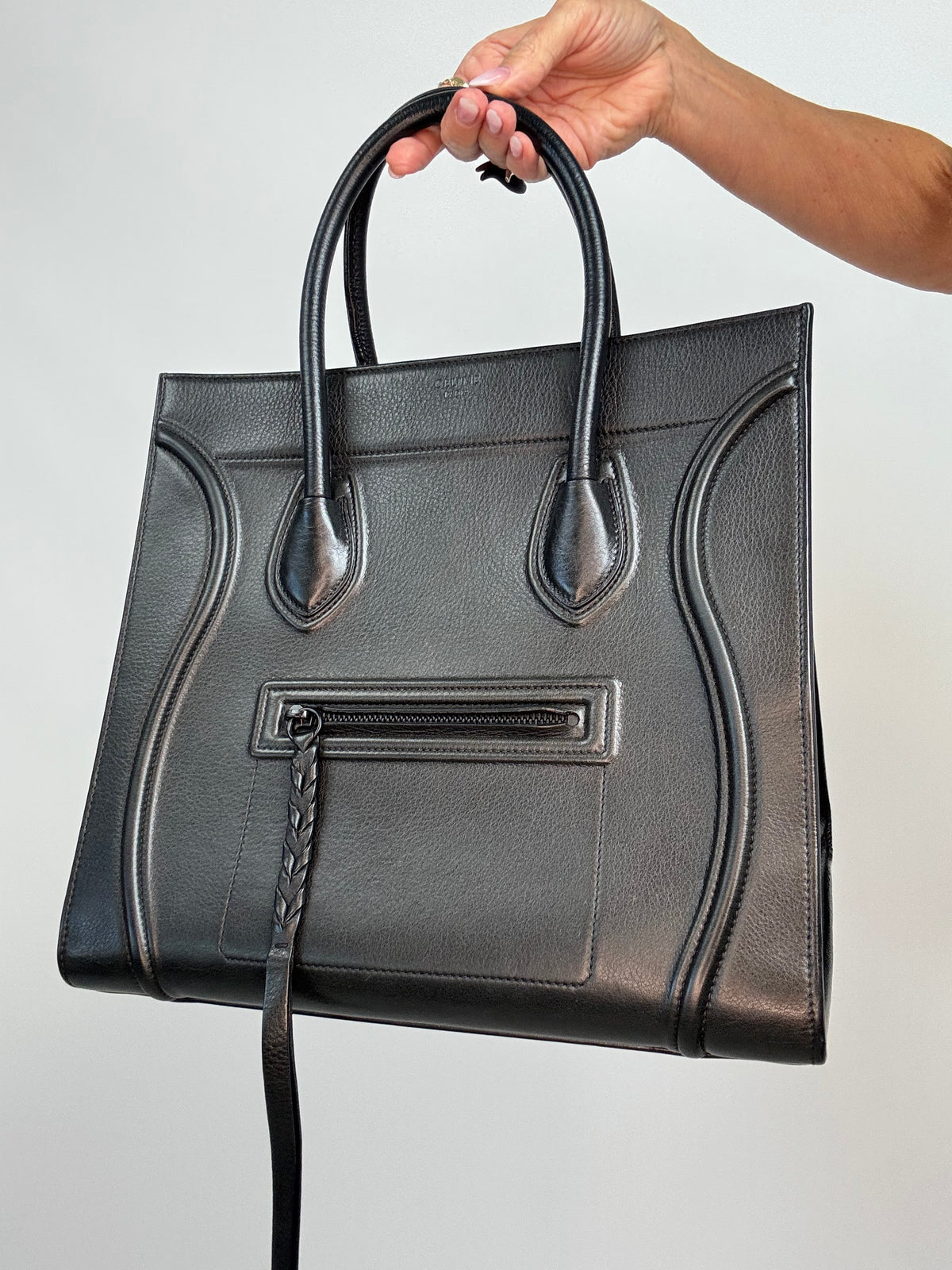 Celine Medium Phantom Luggage Tote — Black Grained Calfskin