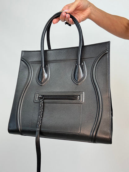Celine Medium Phantom Luggage Tote — Black Grained Calfskin