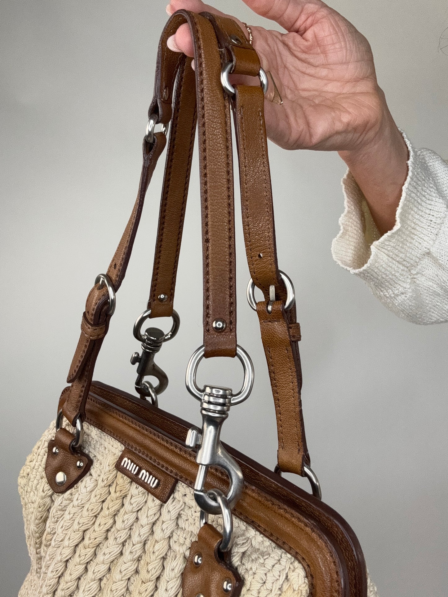 Miu Miu Rare Crochet Knit Vintage Shoulder Bag