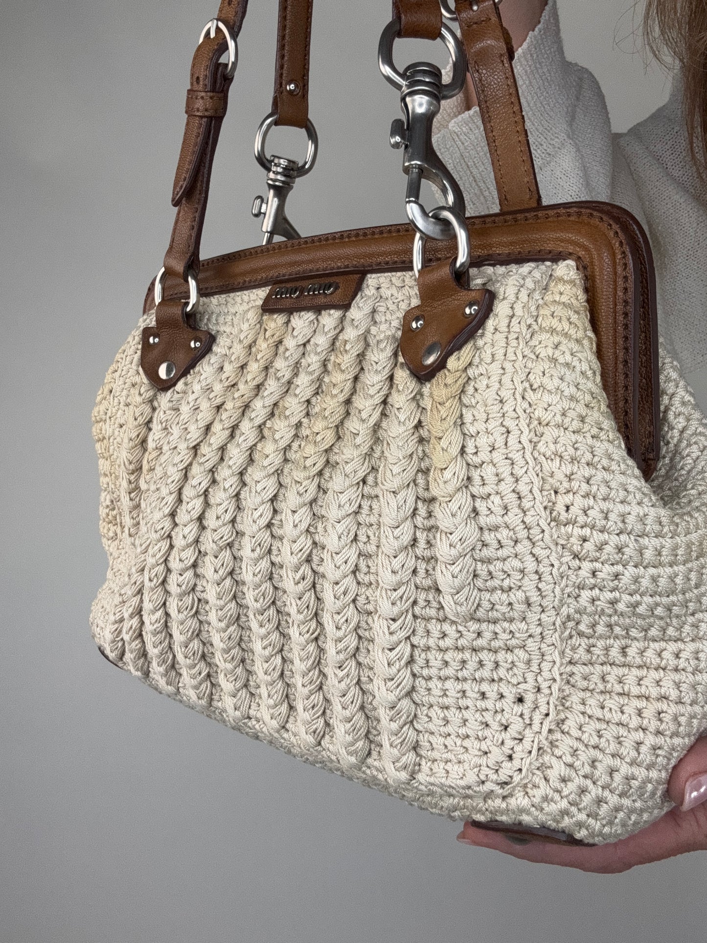 Miu Miu Rare Crochet Knit Vintage Shoulder Bag