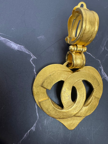 Chanel CC Heart Dangle Earrings