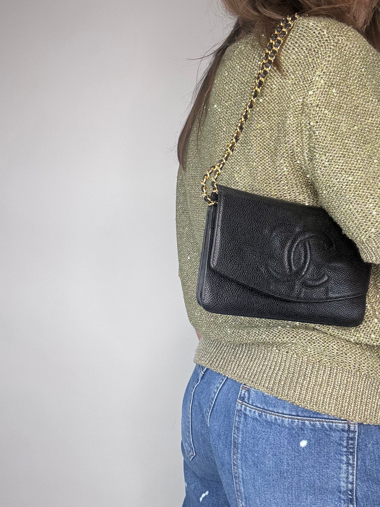 Chanel Caviar COCO Mark Wallet On Chain