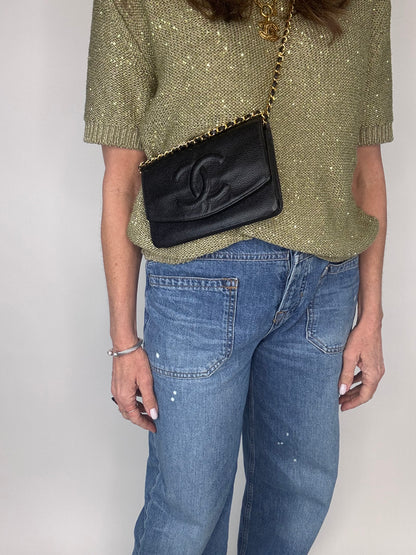 Chanel Caviar COCO Mark Wallet On Chain