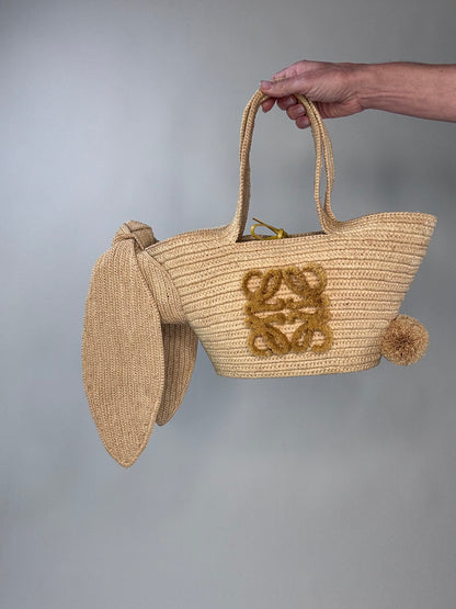 Loewe Small Raffia Bunny Basket Bag