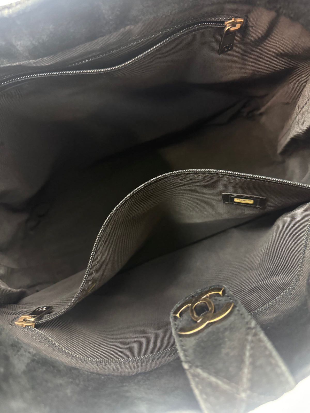 Chanel Vintage Black Quilted Suede Hobo — 2000–2002