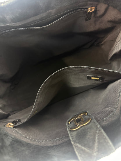 Chanel Vintage Black Quilted Suede Hobo — 2000–2002