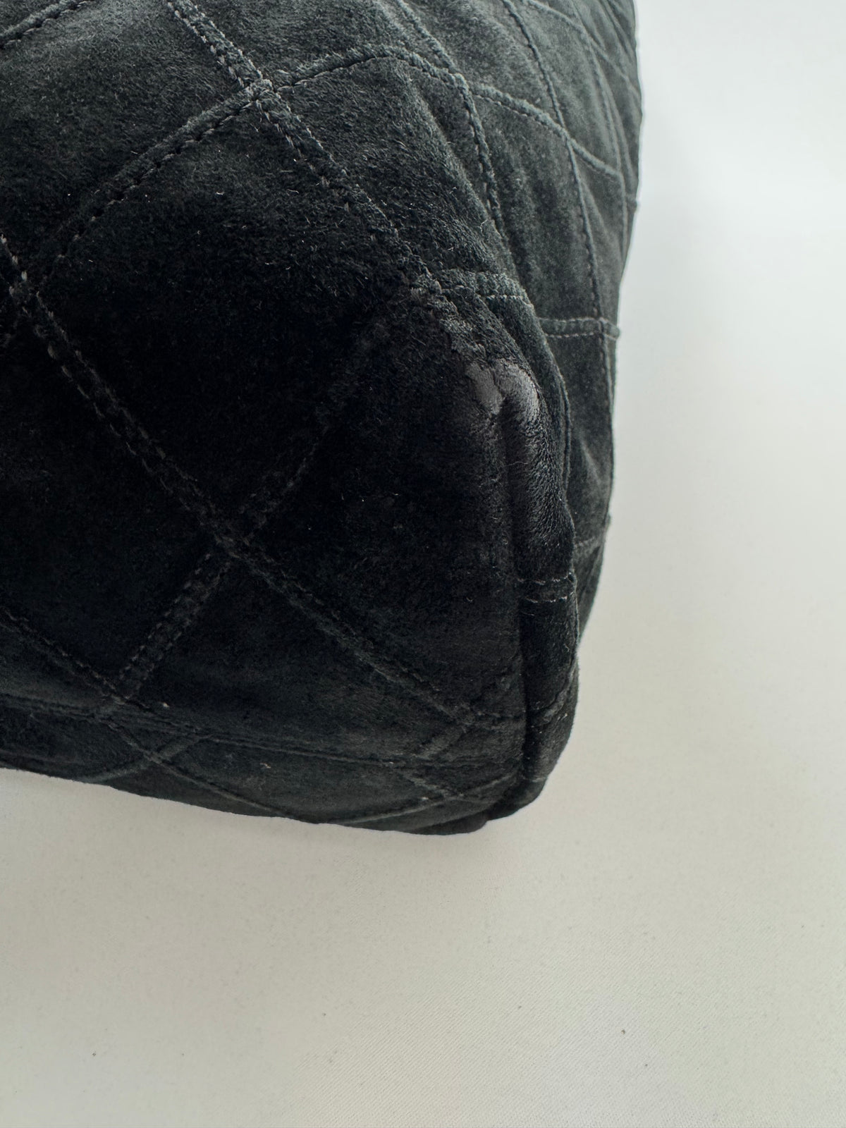 Chanel Vintage Black Quilted Suede Hobo — 2000–2002