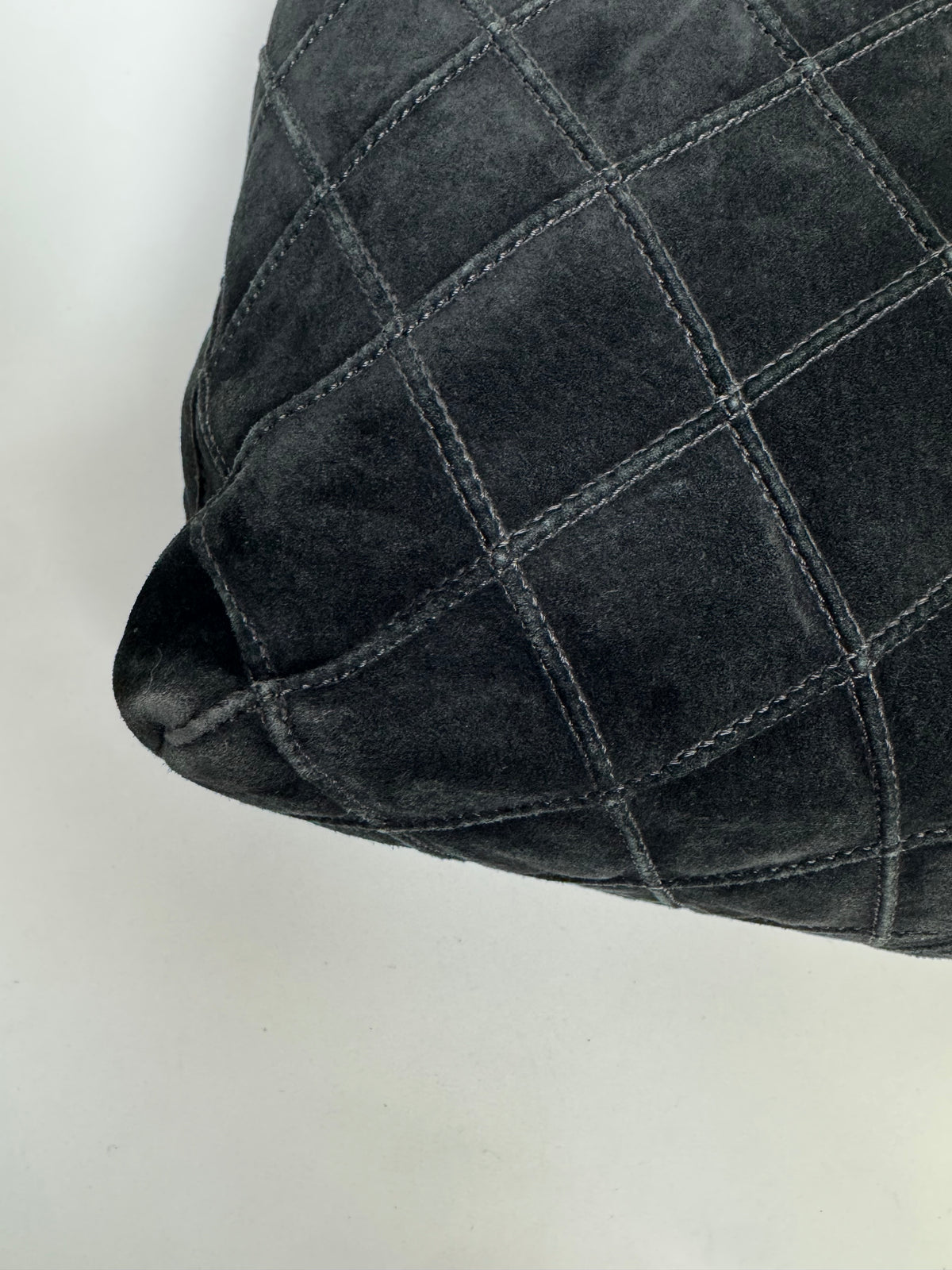 Chanel Vintage Black Quilted Suede Hobo — 2000–2002