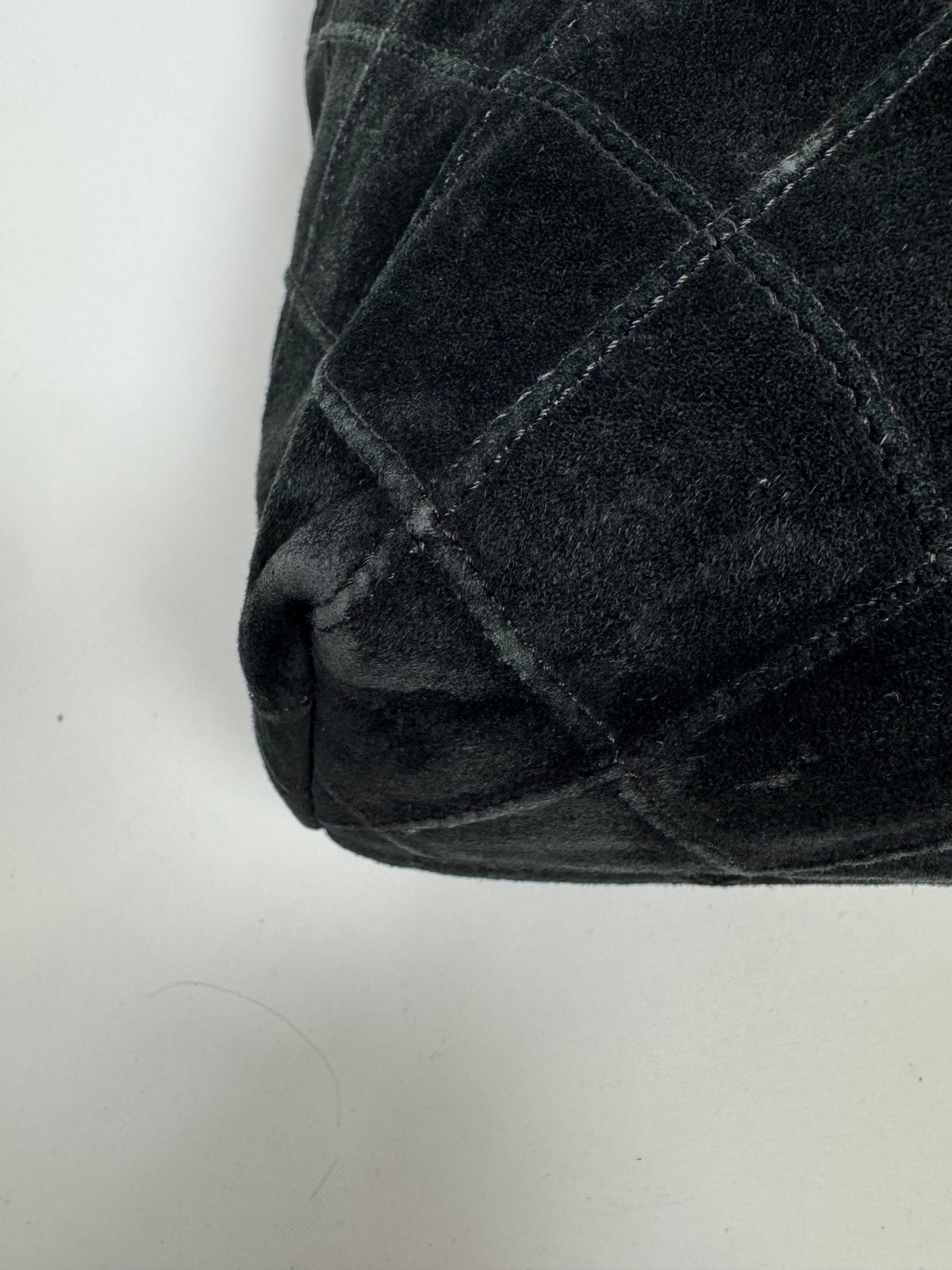 Chanel Vintage Black Quilted Suede Hobo — 2000–2002