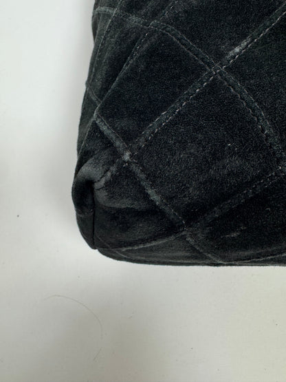 Chanel Vintage Black Quilted Suede Hobo — 2000–2002