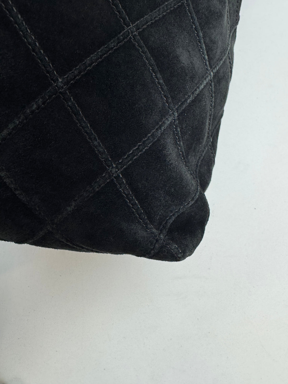 Chanel Vintage Black Quilted Suede Hobo — 2000–2002
