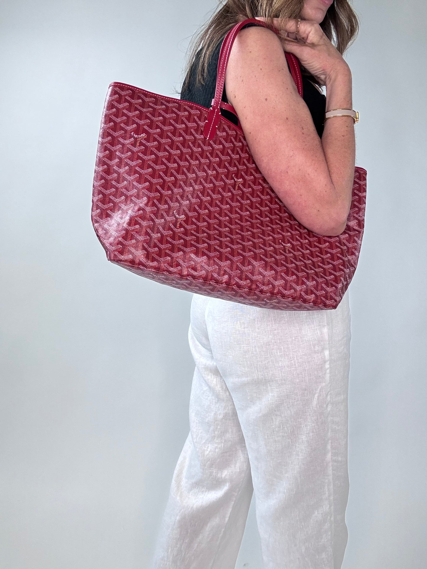 Goyard Goyardine St Louis PM Deep Red With Pouch
