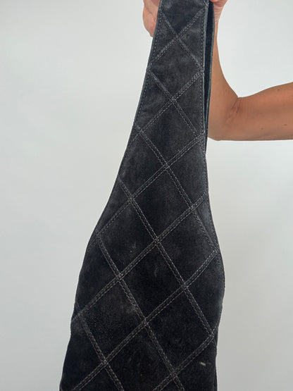 Chanel Vintage Black Quilted Suede Hobo — 2000–2002
