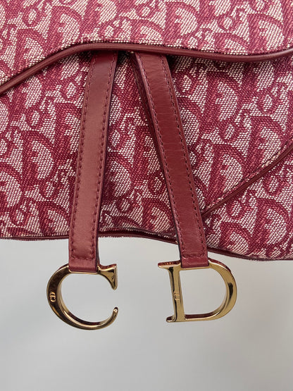 Christian Dior 2002 Burgundy Oblique Saddle Bag