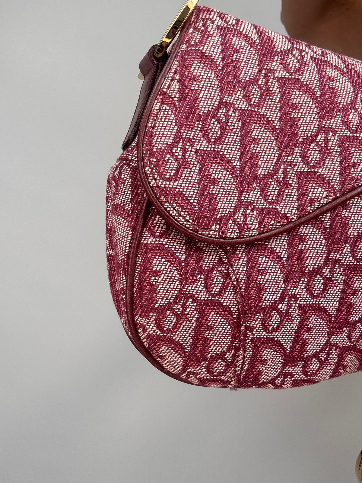 Christian Dior 2002 Burgundy Oblique Saddle Bag