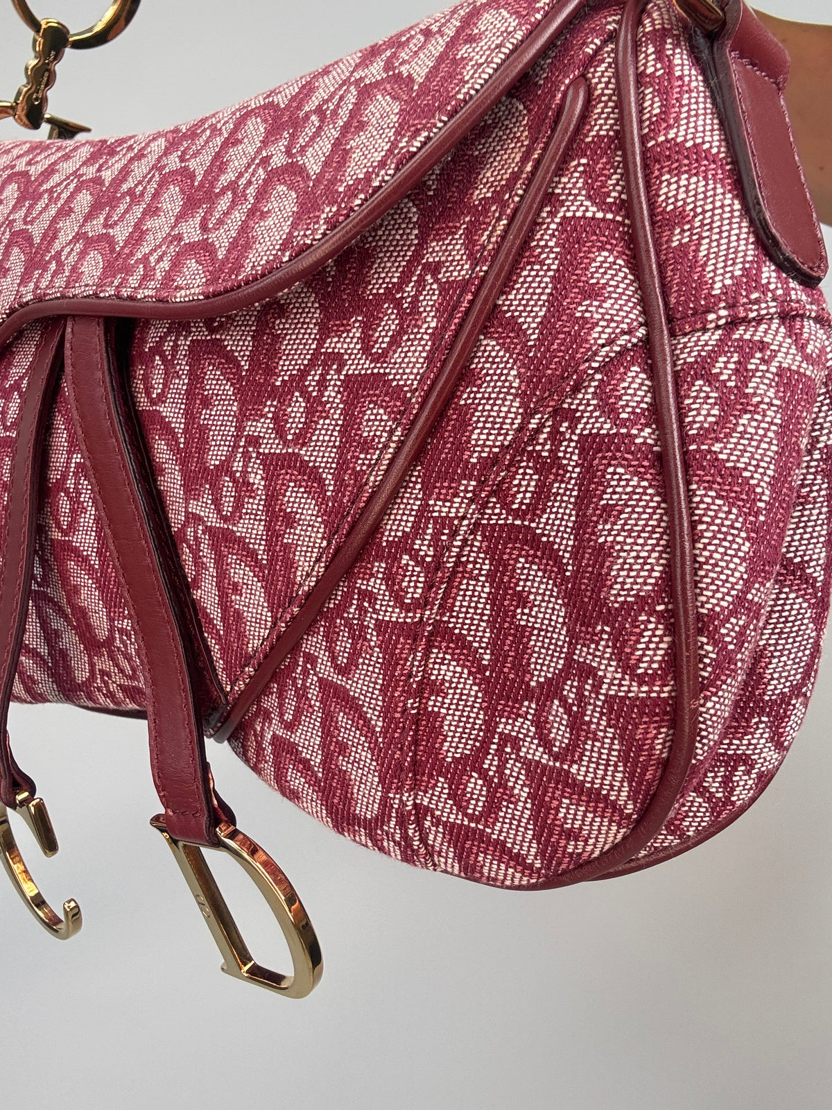 Christian Dior 2002 Burgundy Oblique Saddle Bag