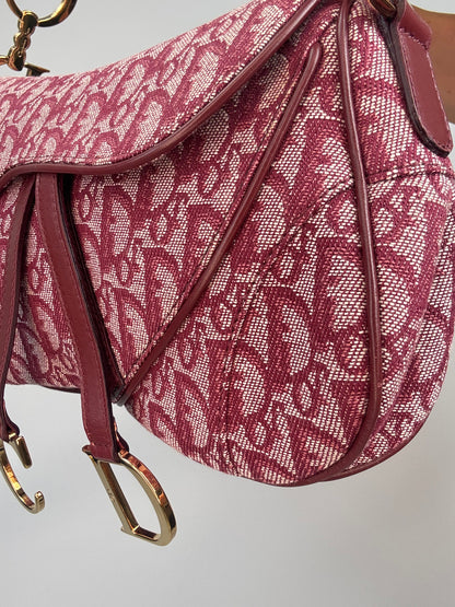 Christian Dior 2002 Burgundy Oblique Saddle Bag