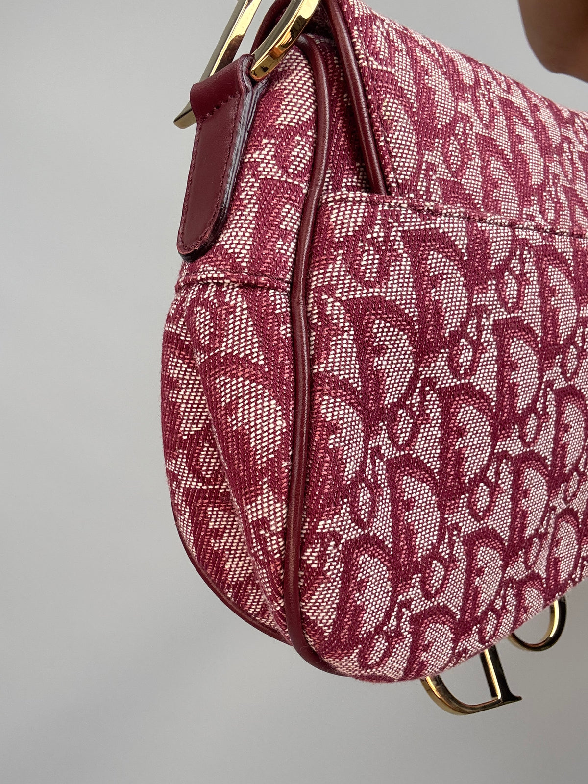 Christian Dior 2002 Burgundy Oblique Saddle Bag