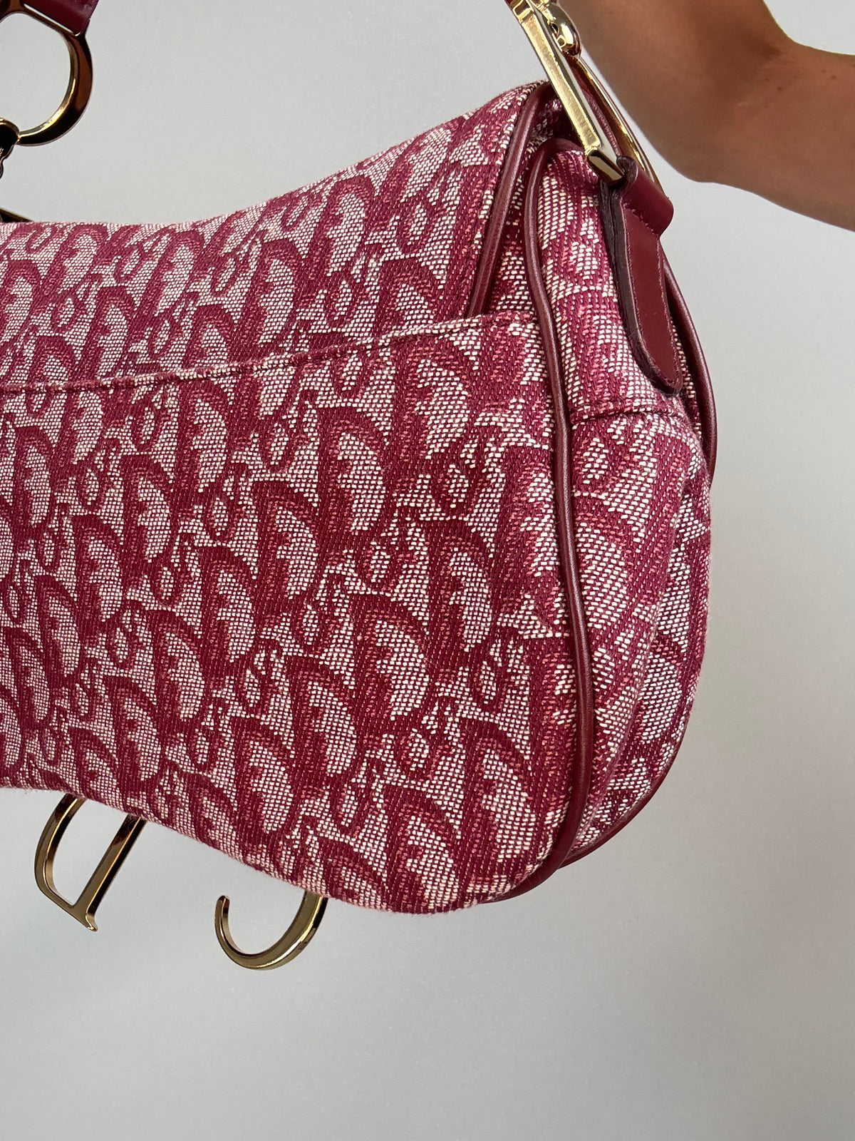 Christian Dior 2002 Burgundy Oblique Saddle Bag