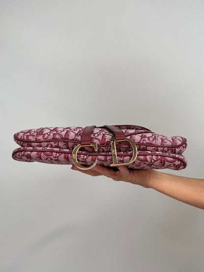 Christian Dior 2002 Burgundy Oblique Saddle Bag