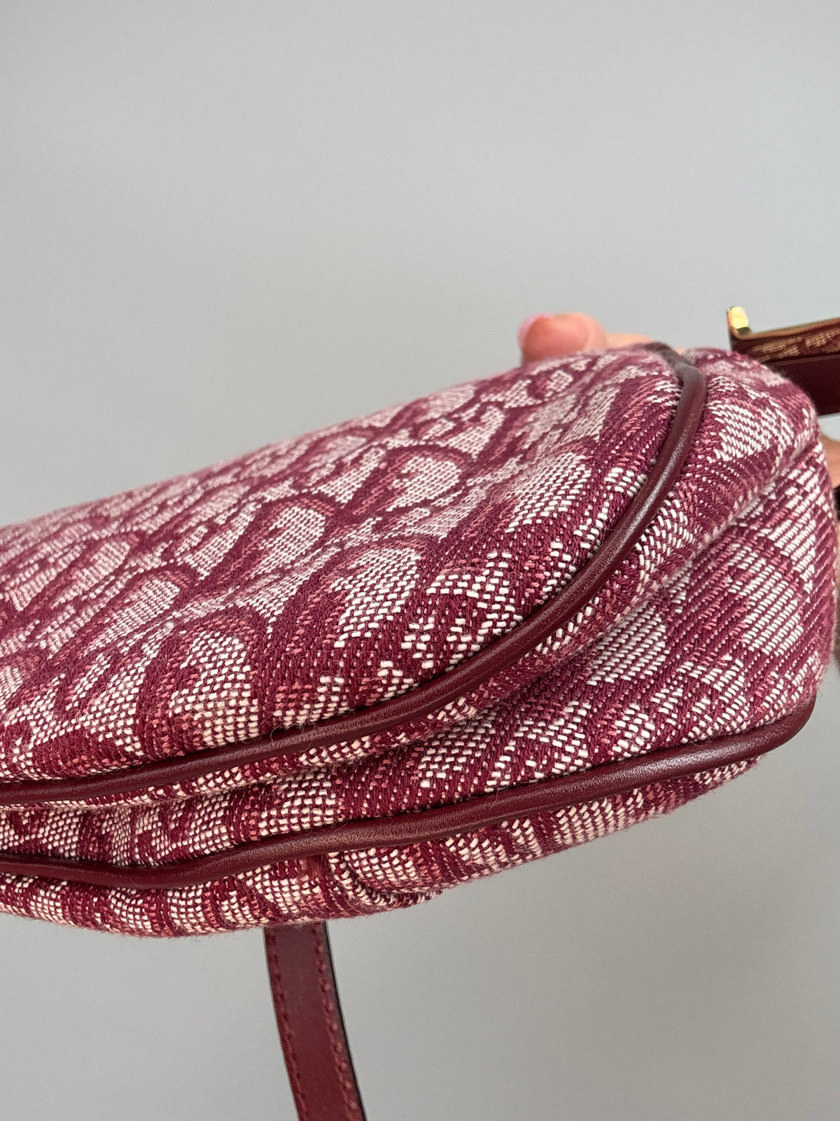 Christian Dior 2002 Burgundy Oblique Saddle Bag