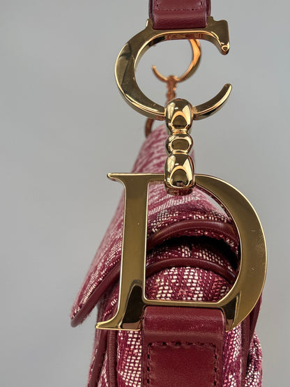 Christian Dior 2002 Burgundy Oblique Saddle Bag