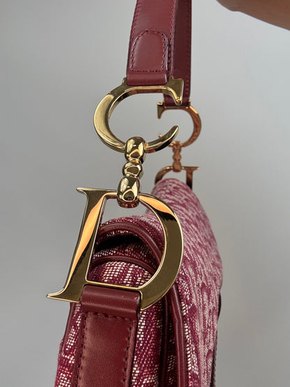 Christian Dior 2002 Burgundy Oblique Saddle Bag