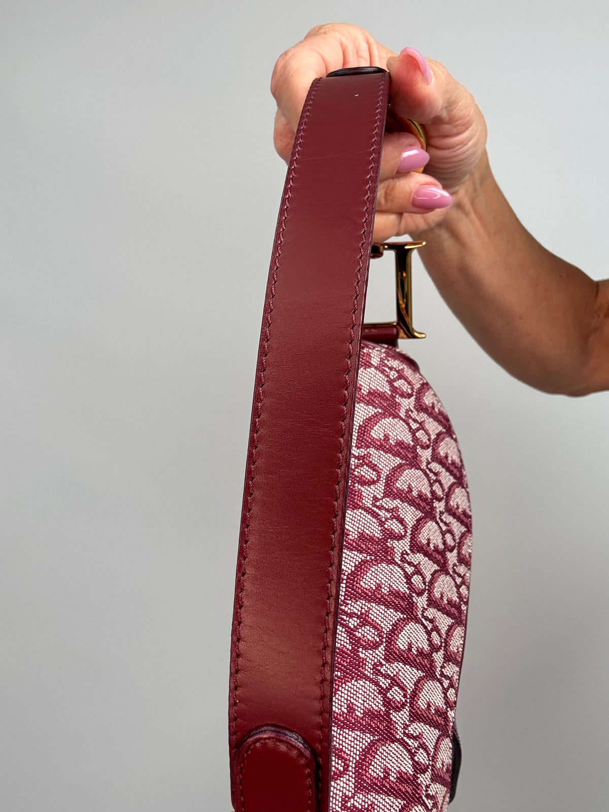 Christian Dior 2002 Burgundy Oblique Saddle Bag