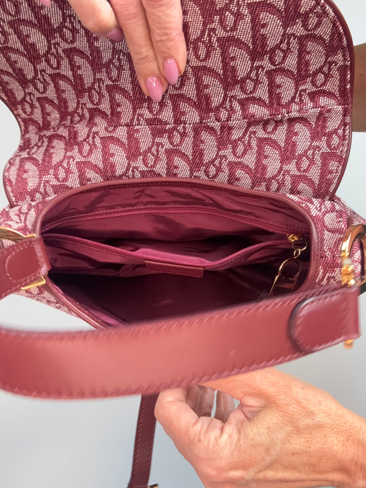 Christian Dior 2002 Burgundy Oblique Saddle Bag