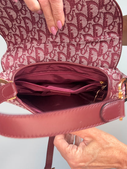 Christian Dior 2002 Burgundy Oblique Saddle Bag