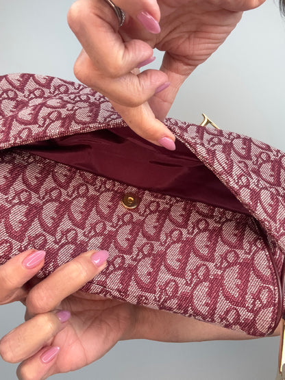 Christian Dior 2002 Burgundy Oblique Saddle Bag