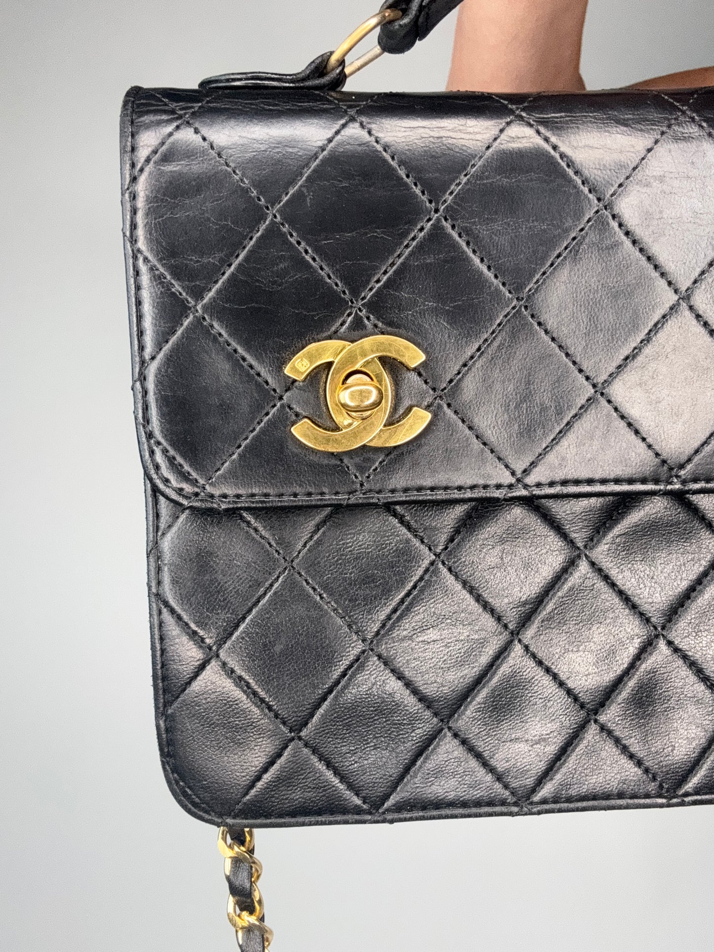 Chanel Extremely Rare Vintage Double Turn Lock Briefcase Bag