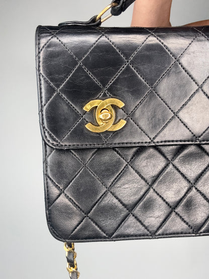 Chanel Extremely Rare Vintage Double Turn Lock Briefcase Bag