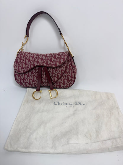 Christian Dior 2002 Burgundy Oblique Saddle Bag