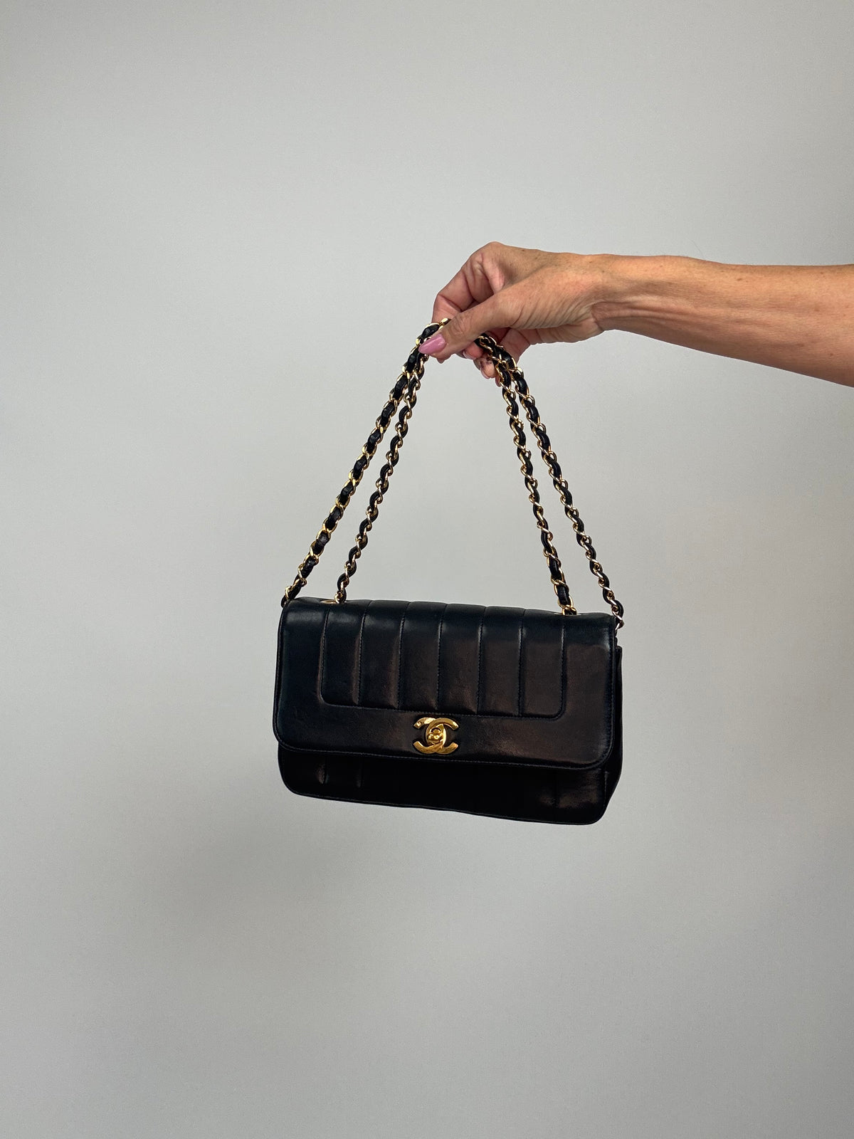 Chanel  Black Vertical Quilted Lambskin Single Flap Bag